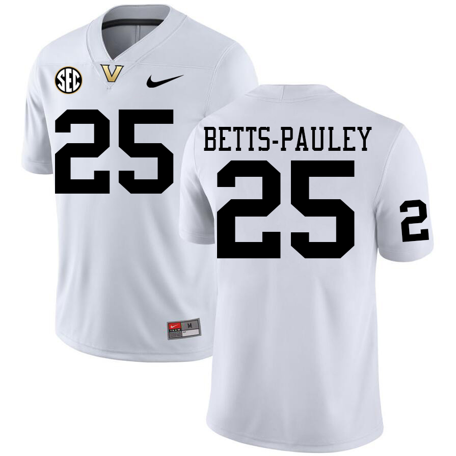 Vanderbilt Commodores #25 Dylan Betts-Pauley College Football Jerseys Sale Stitched-White